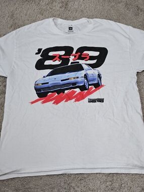 Toyota Supra '89 Graphic Tee in White with Blue & Red Print